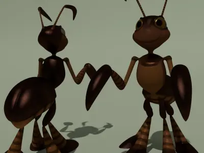 Rigged Cartoon Ant Brown 3D model