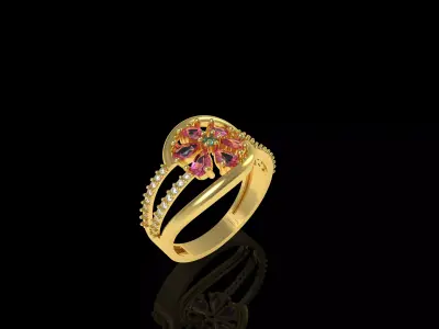 Preety Daimond Flower Ring 3D print model