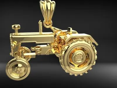 Tractor Necklace Charm Pendant Farm Jewelry 3D print model