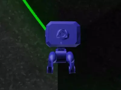 Robot figure holding microphone 3D model