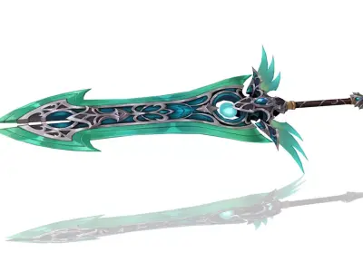 Elven Big Sword Low-poly 3D model