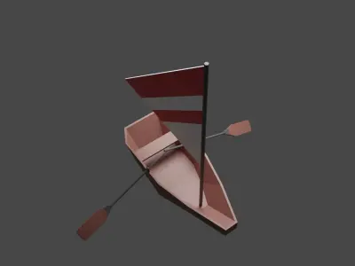 Boat with sail Low-poly 3D model