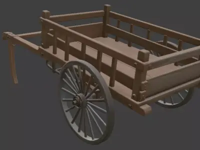 Medieval Wooden Cart 3D Model 3D model
