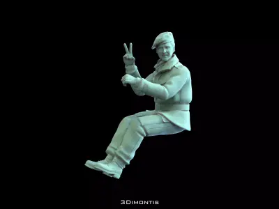 WW2 British Airborne Driver STL Paratrooper Soldier Figurine  3D print model