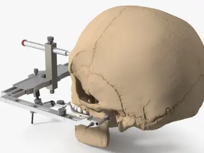 Dental Facebow Assembly on Skull 3D model
