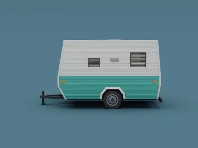 Stylized Small Camper Trailer Classic  Low-poly 3D model