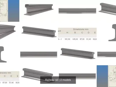 Railway rail 3D Model Pack