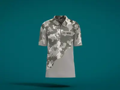 Military Outfit - T-shirt Low-poly 3D model 7
