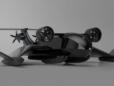 Flying Ship Concept Black Color 3D model