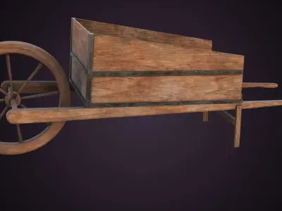Wooden Cart03 All PBR Unity UE Textures Included Low-poly 3D model