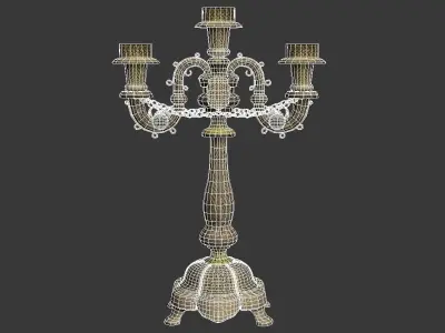 Silk silver candlestick Low-poly 3D model