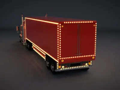 Low Poly Cartoon Christmas Truck Low-poly 3D model