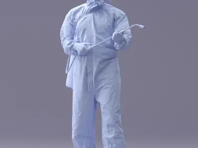 000342 Disinfector in Protective Suit 0329 3D model