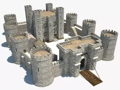 medieval Castle Low-poly 3D model from CGTrader