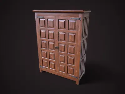 Old vintage wardrobe Low-poly 3D model