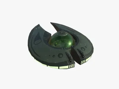 Alien Spaceship UFO I05 Dark Green - Sci Fi Spacecraft Design Low-poly 3D model