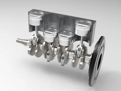 crank piston mechanism Free 3D model