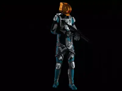 Robot Soldier - Assault Soldier Low-poly 3D model 14