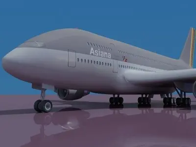 Asiana High detailed Jet Model 3D model