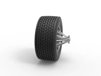 Super single custom Slab wheel of semi truck Scale 1 to 25 3D print model