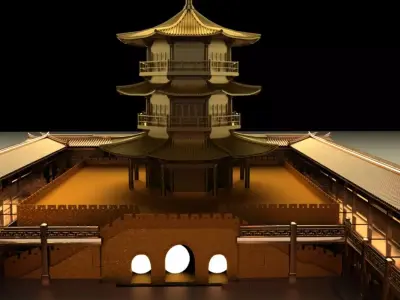 Chinese ancient house 3D model 9