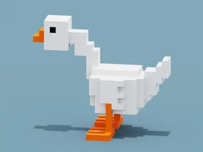 Voxel Goose Low-poly 3D model