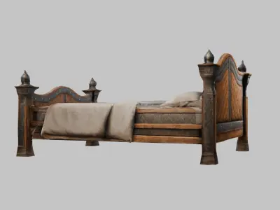 Medieval Bed Low-poly 3D model purchase