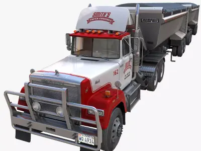 SuperLiner dump trailer truck Low-poly 3D model