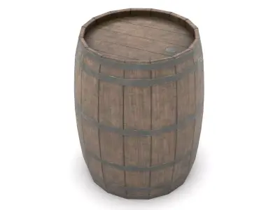 Wooden Barrel Low-poly 3D model 20