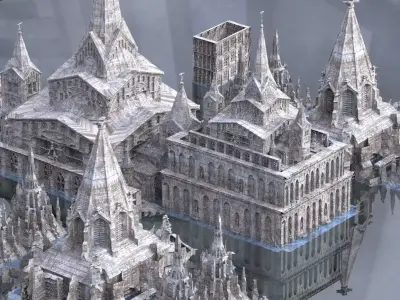 Cthulhu Cult Church with Gothic halls Kit bash 3D model