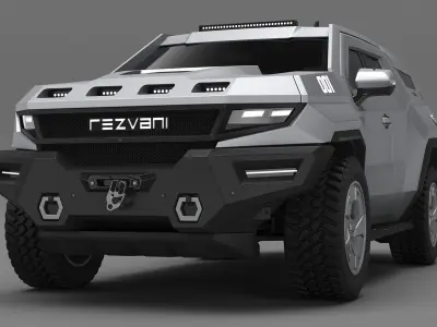 2023 Rezvani Vengeance Armored SUV Lights On 3D model
