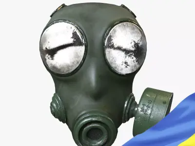 Gas Mask Low-poly 3D model 4