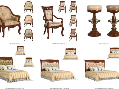 Carpenter 230-1 collection 94 items of classic furniture dark wood 3D model