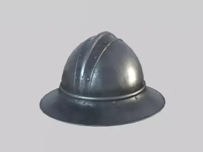 Medieval Kettle Helmet 01 Low-poly 3D model