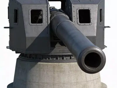 WWII Coastal Defense Battery 3D  Low-poly 3D model