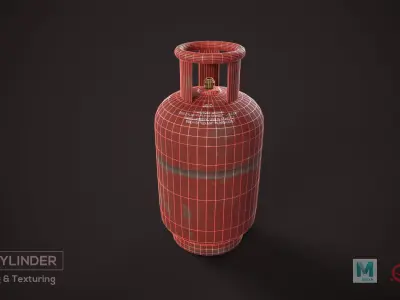 Indian Gas cylinder Low-poly 3D model