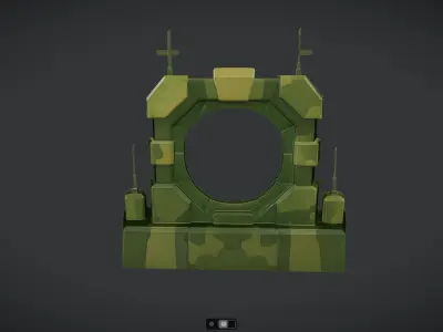 military sci-fi portal structure with console 3D model