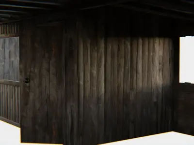 Old Wooden Medieval Building Shed 2 Low-poly 3D model