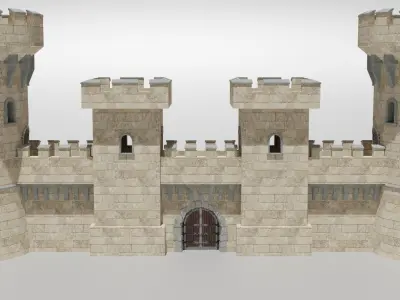 Medieval castle Low-poly 3D model 3