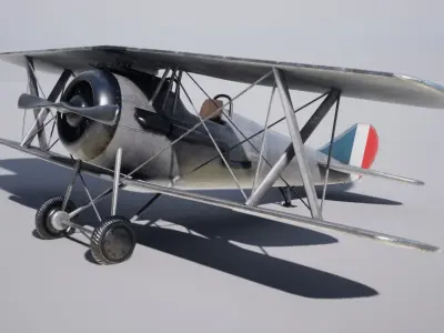 Military Biplane Low-poly 3D model