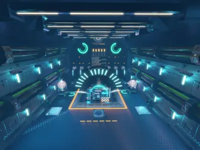 Futuristic Sci-Fi Generator Room Low-poly 3D model