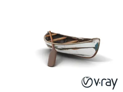 Weathered Rowboat and Oars Historical model pack Low-poly 3D model