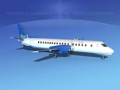 SAAB 2000 Blue 1 3D model