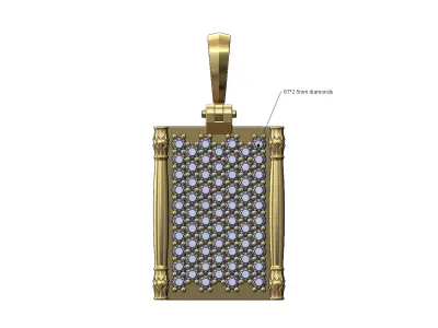 Diamond Lotus column sides scroll pendant charm 3D print model