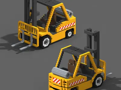 Voxel Forklift Low-poly 3D model