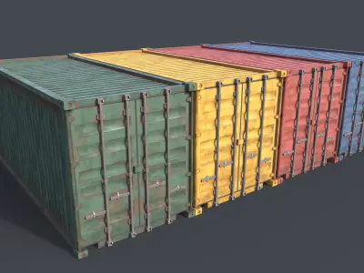 Shipping Container 4 colors GameReady  Low-poly 3D model