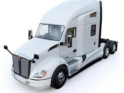Kenworth T680 with detailed interior Low-poly 3D model