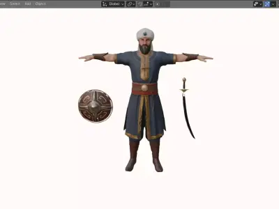 Realistic Arabian Desert Warrior 3D Model  Rigged  Game Ready Low-poly 3D model get