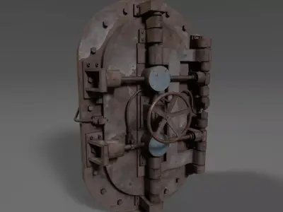 Worn Industrial Heavy Door 3D model