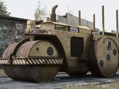 Rusted Rollar  machine Low-poly 3D model